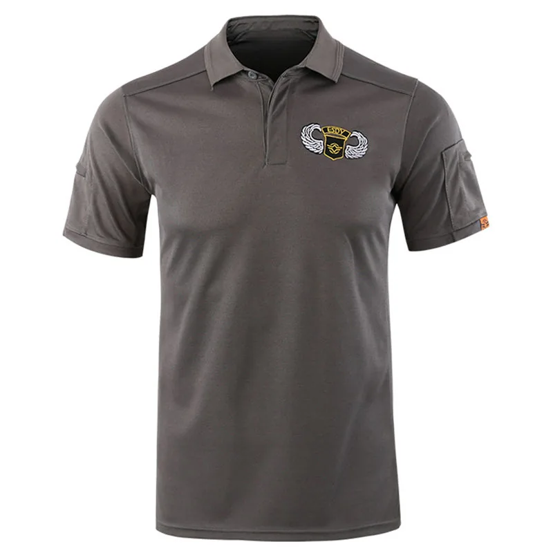 Outdoor Hiking Tactical Polo T-Shirt — Black view 4