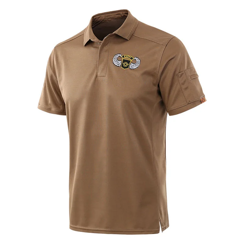Outdoor Hiking Tactical Polo T-Shirt — Black view 5