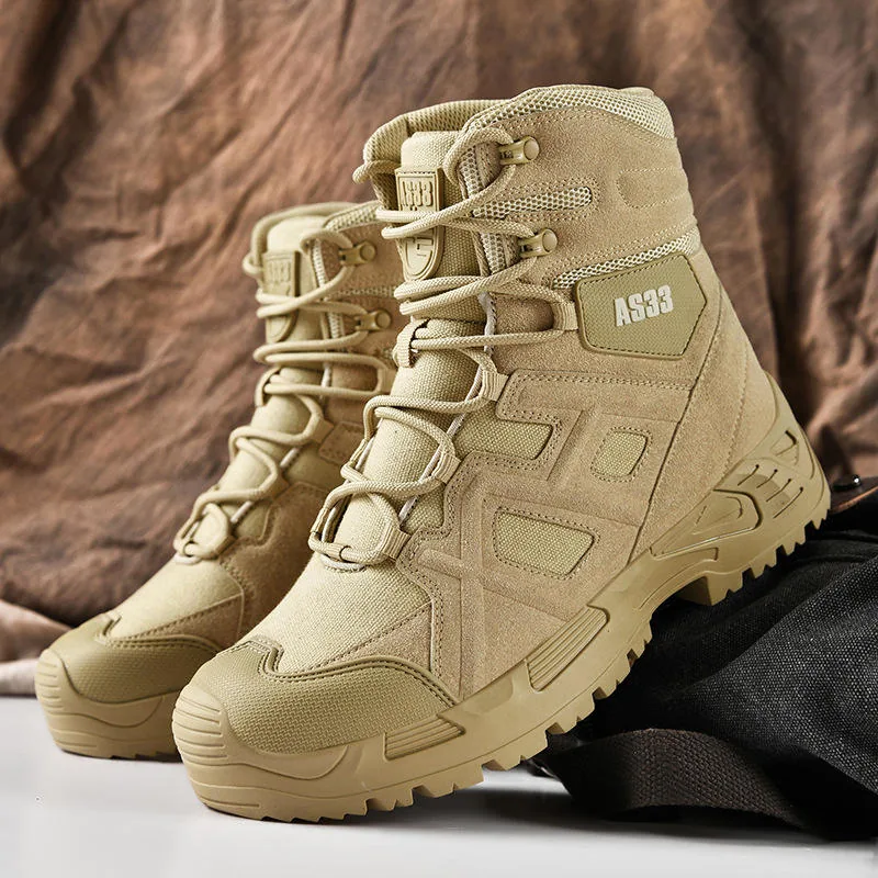 High Top Outdoor Tactical Combat Boots — Black view 2