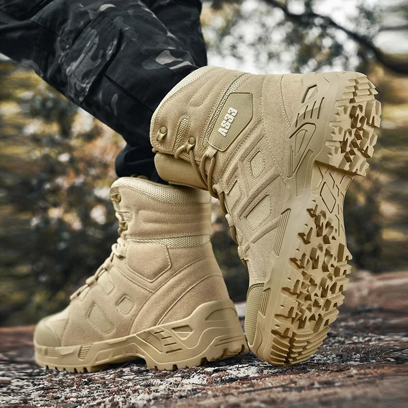 High Top Outdoor Tactical Combat Boots — Black view 3
