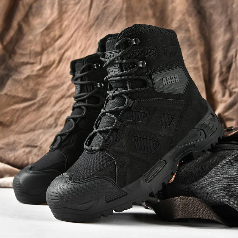 High Top Outdoor Tactical Combat Boots — Black view 4