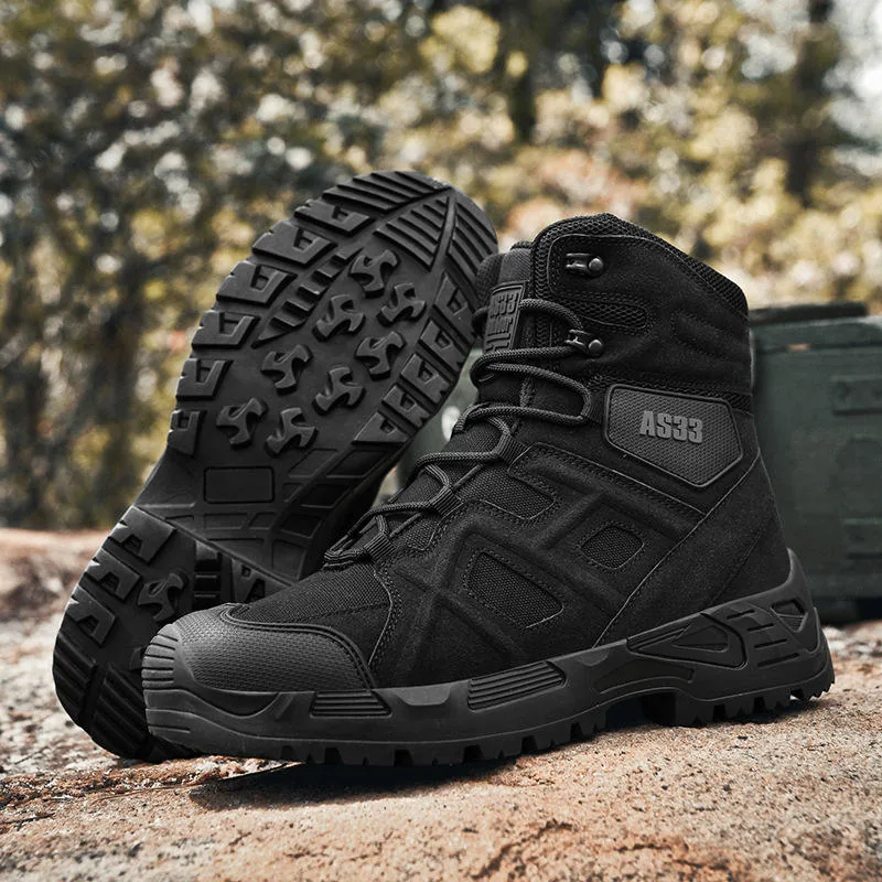 High Top Outdoor Tactical Combat Boots — Black view 5