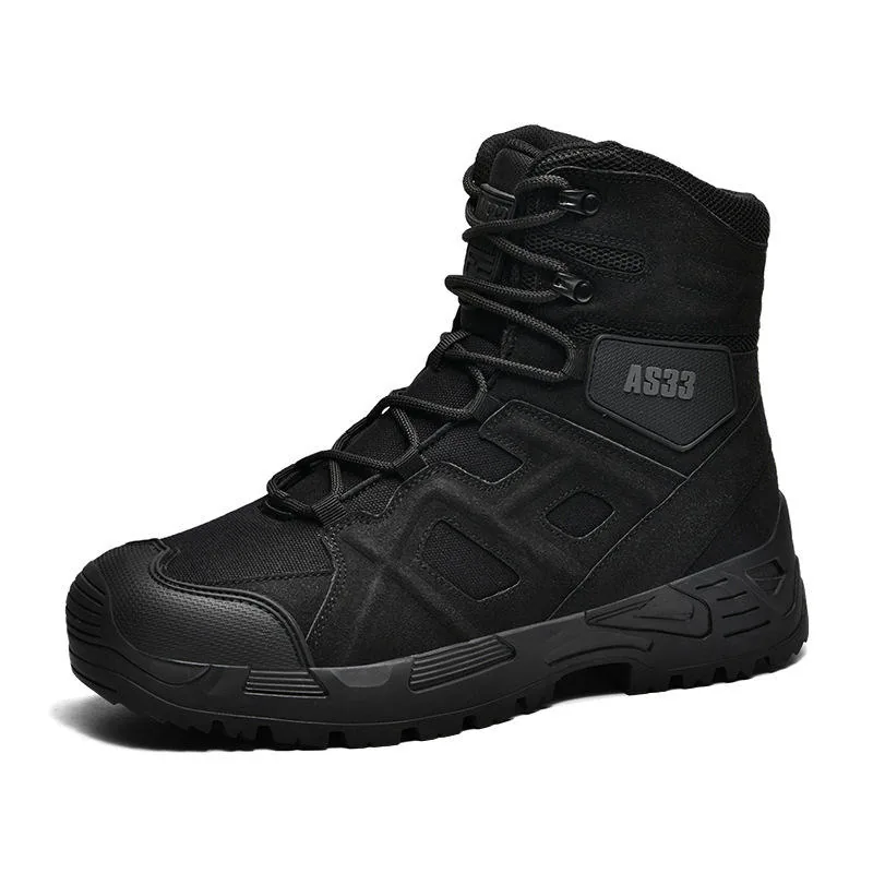 High Top Outdoor Tactical Combat Boots — Black view 6