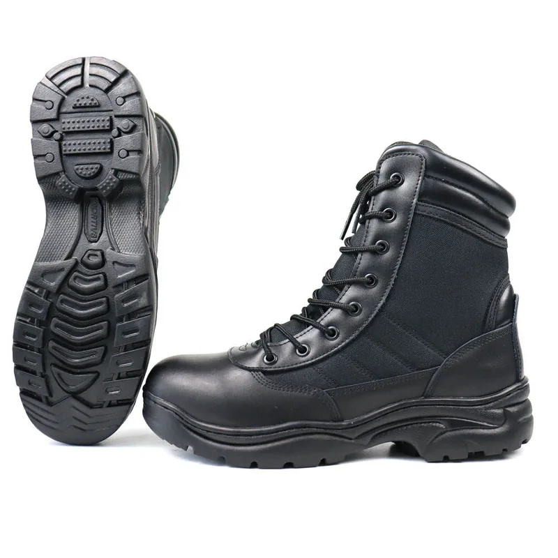 Side Zipper Tactical Work Boots — Black view 3