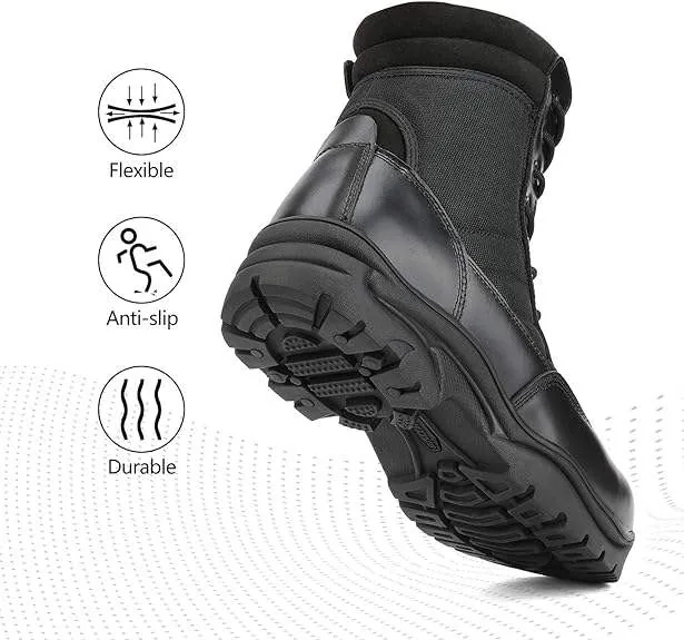 Side Zipper Tactical Work Boots — Black view 5