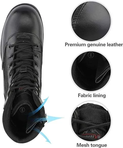 Side Zipper Tactical Work Boots — Black view 6