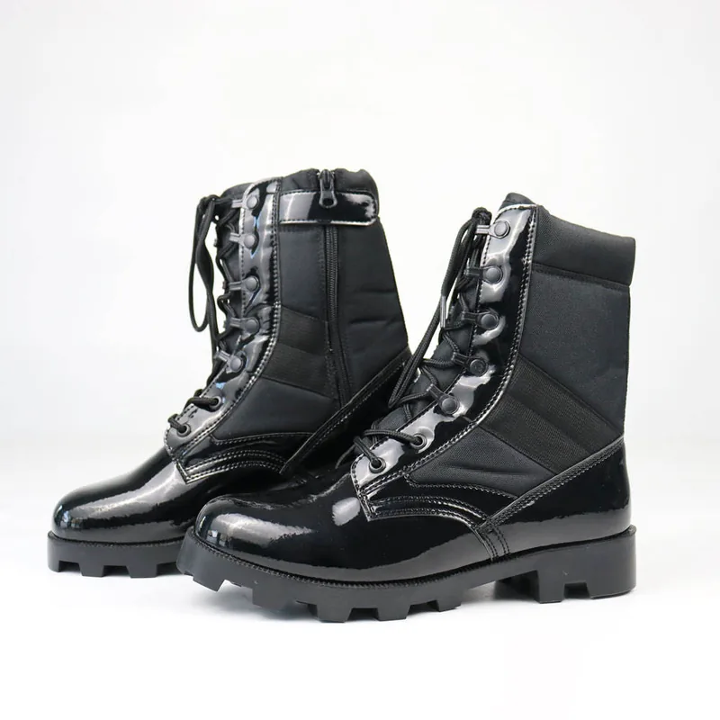 Panama Vibram-Style Rubber Sole Tactical Boots — Black view 3