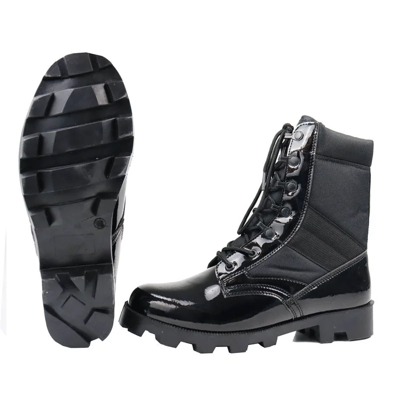 Panama Vibram-Style Rubber Sole Tactical Boots — Black view 4