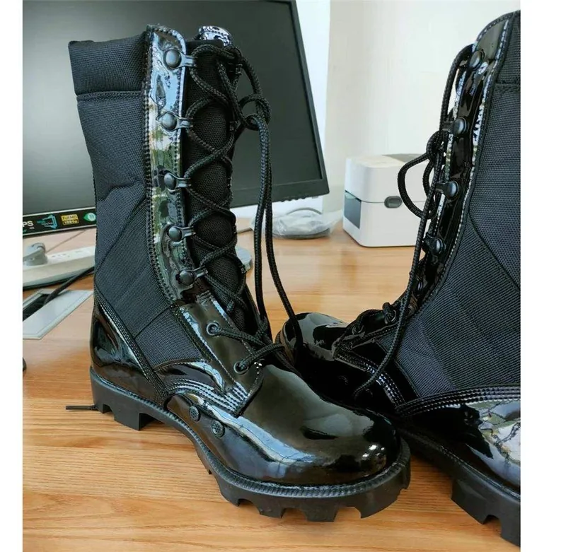 Panama Vibram-Style Rubber Sole Tactical Boots — Black view 6