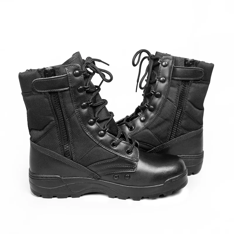 Men Outdoor Tactical Combat Boots — Black view 3