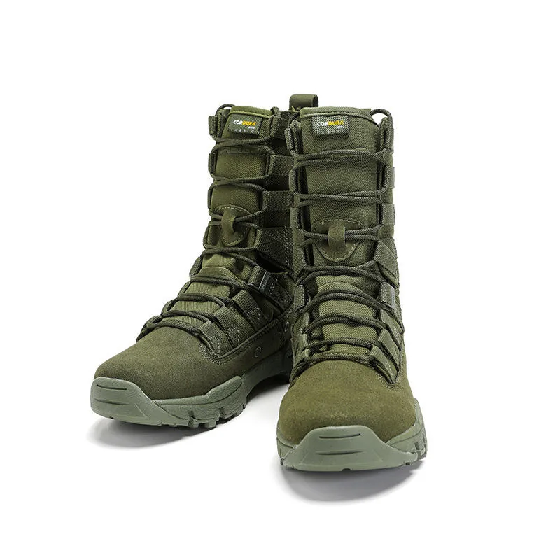 Genuine Leather High Top Marine Combat Boots — Black — Tactical Footwear