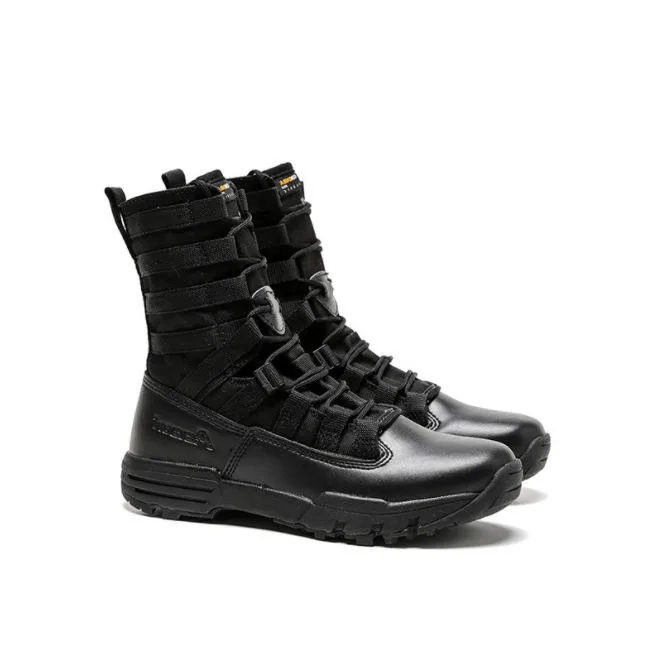 Genuine Leather High Top Marine Combat Boots — Black view 2