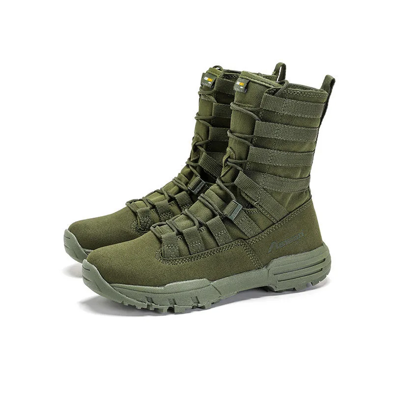 Genuine Leather High Top Marine Combat Boots — Black view 4