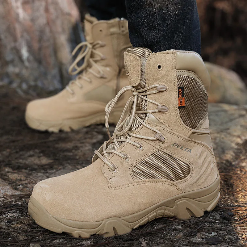 Desert Combat Boot with Side Zip — Tan view 2