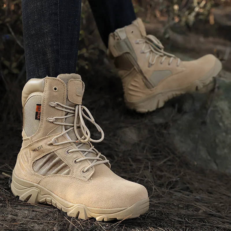 Desert Combat Boot with Side Zip — Tan view 3