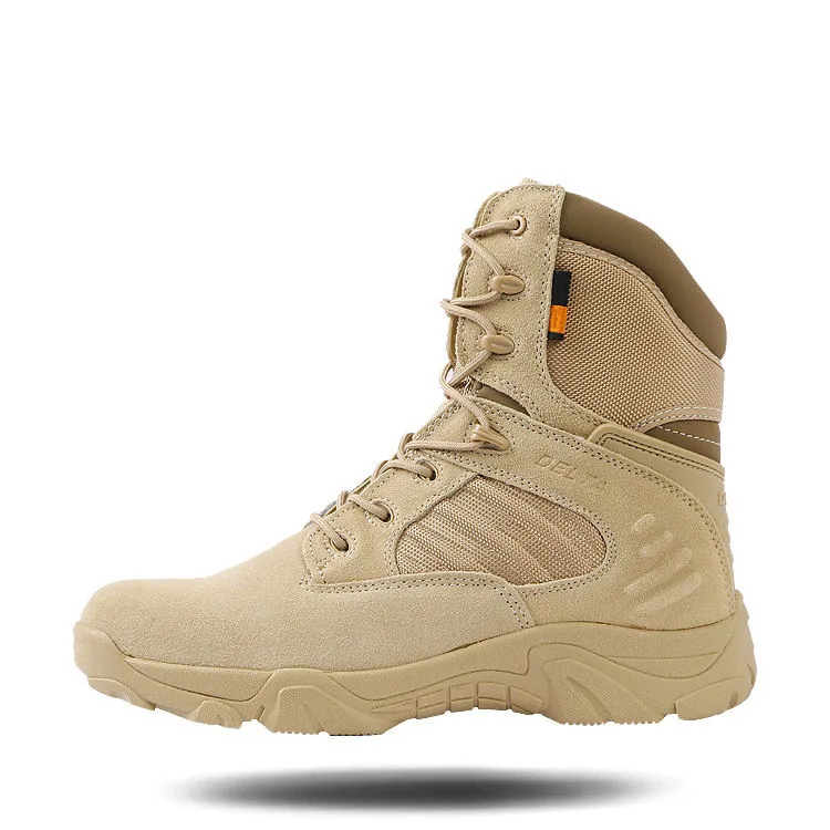 Genuine Leather Desert Hiking Boots — Tan — Tactical Footwear