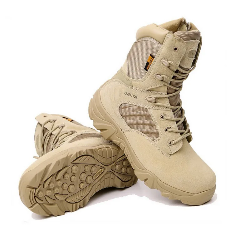 Genuine Leather Desert Hiking Boots — Tan view 6
