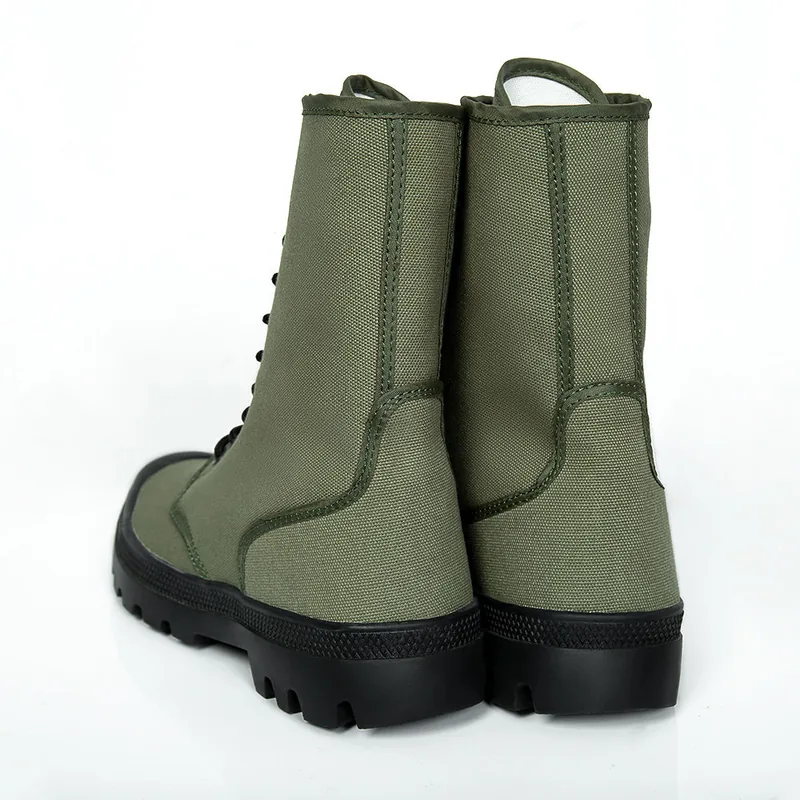 High-Top Canvas Tactical Combat Boots — OD Green view 3