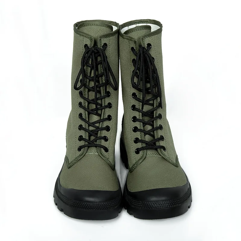 High-Top Canvas Tactical Combat Boots — OD Green view 4
