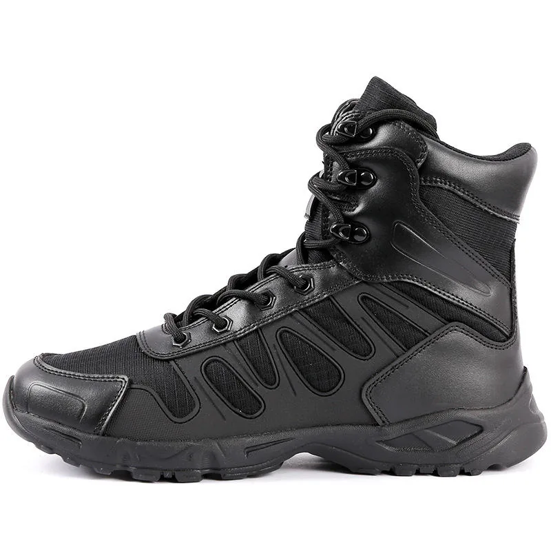 Leather Motorcycle Tactical Boots — Black — Tactical Footwear