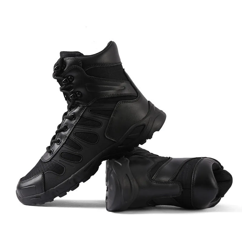 Leather Motorcycle Tactical Boots — Black view 2