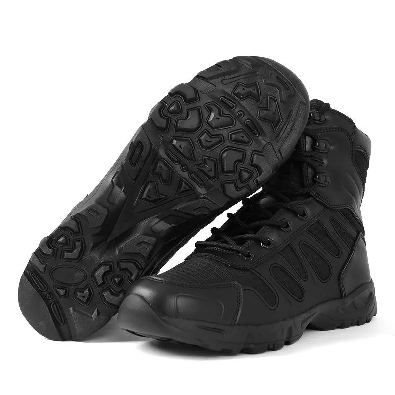 Leather Motorcycle Tactical Boots — Black view 3