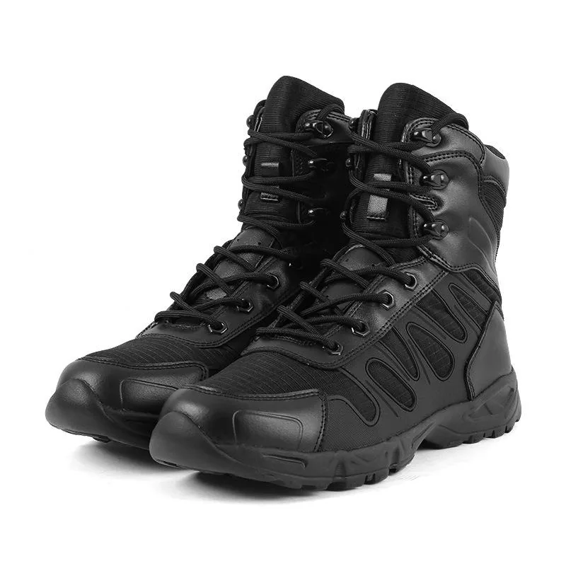 Leather Motorcycle Tactical Boots — Black view 4
