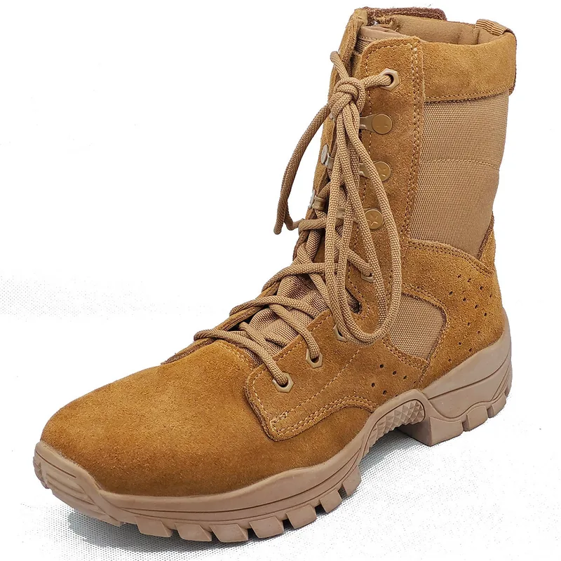Unisex Beige Combat Boots — Desert view 2