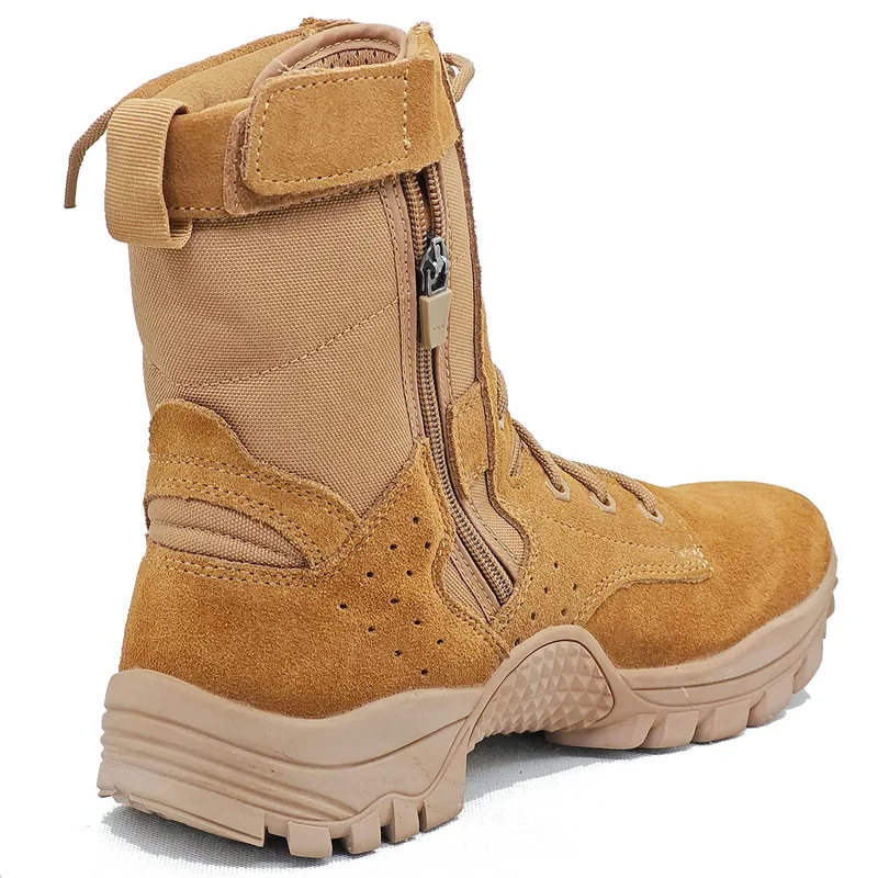 Unisex Beige Combat Boots — Desert view 3