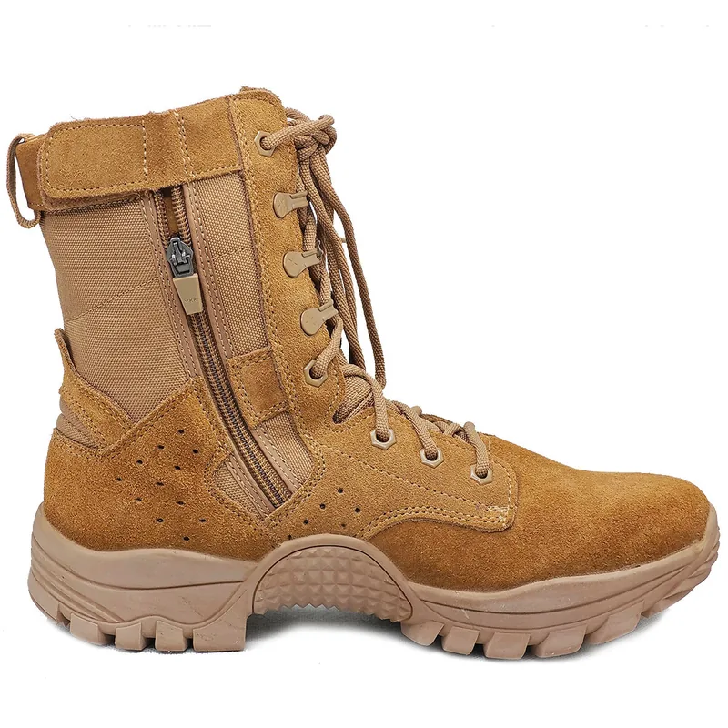 Unisex Beige Combat Boots — Desert view 4