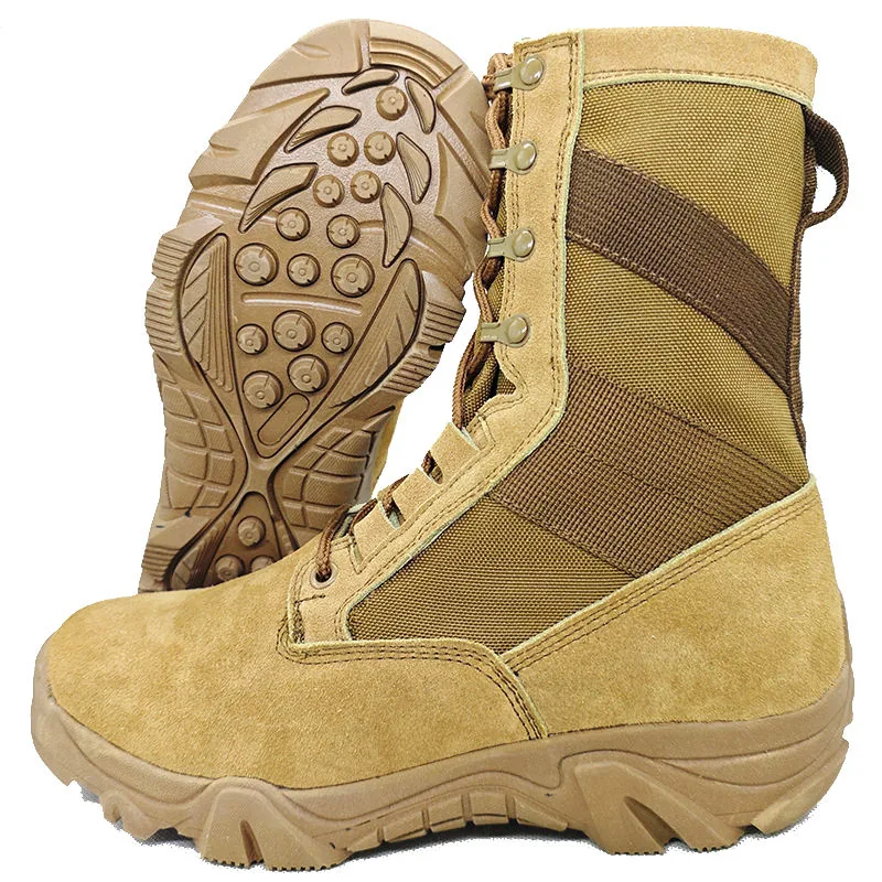 Brown High Top Lace Up Tactical Boots — Brown — Tactical Footwear