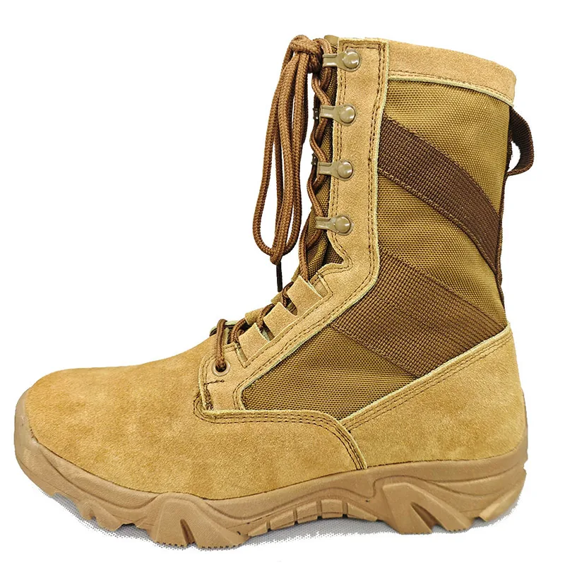 Brown High Top Lace Up Tactical Boots — Brown view 3