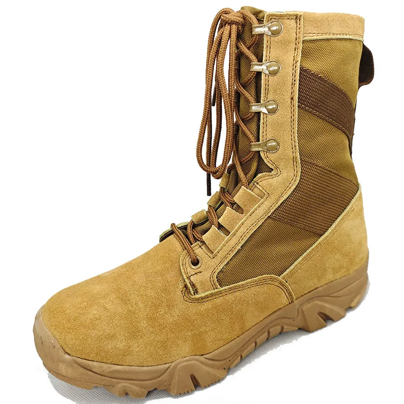 Brown High Top Lace Up Tactical Boots — Brown view 4