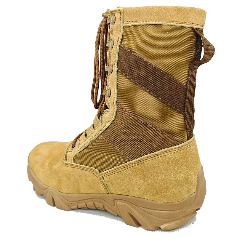 Brown High Top Lace Up Tactical Boots — Brown view 5