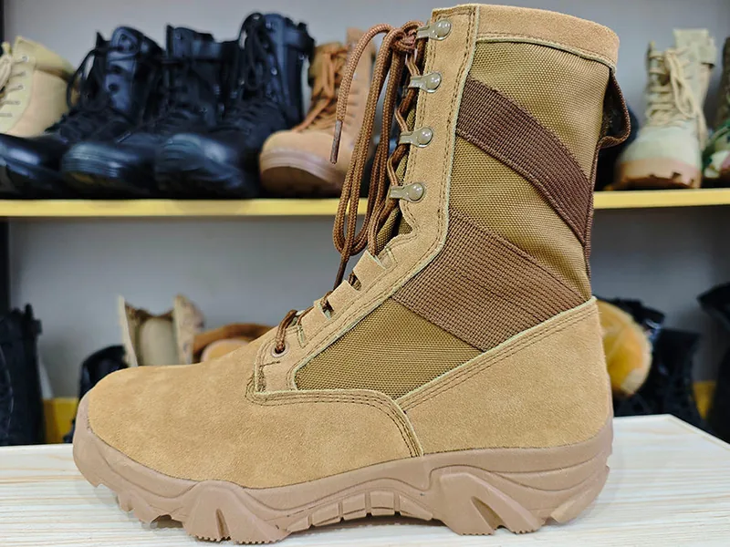 Brown High Top Lace Up Tactical Boots — Brown view 6