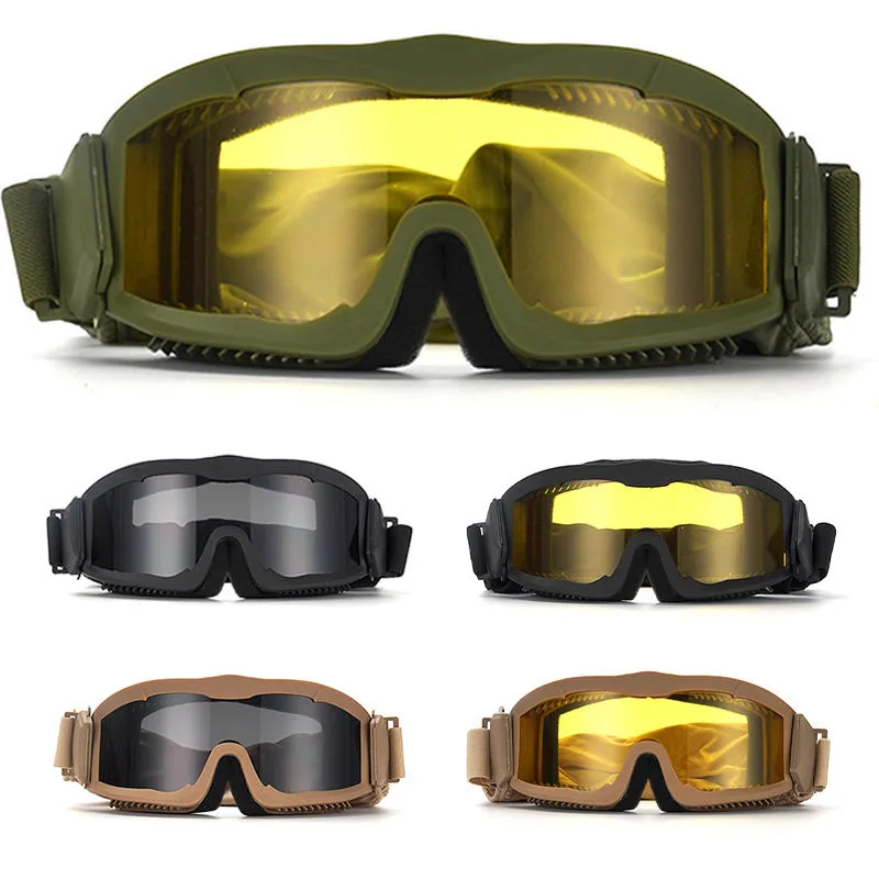 Shatterproof Tactical Goggles 3 Lenses — Black view 2