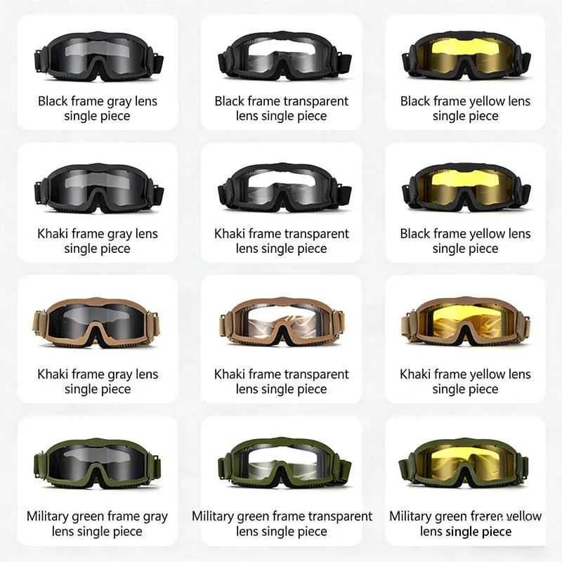 Shatterproof Tactical Goggles 3 Lenses — Black view 6