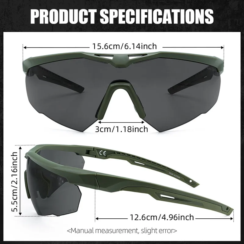 Tactical Style Safety Glasses 3 Lenses — Khaki view 2