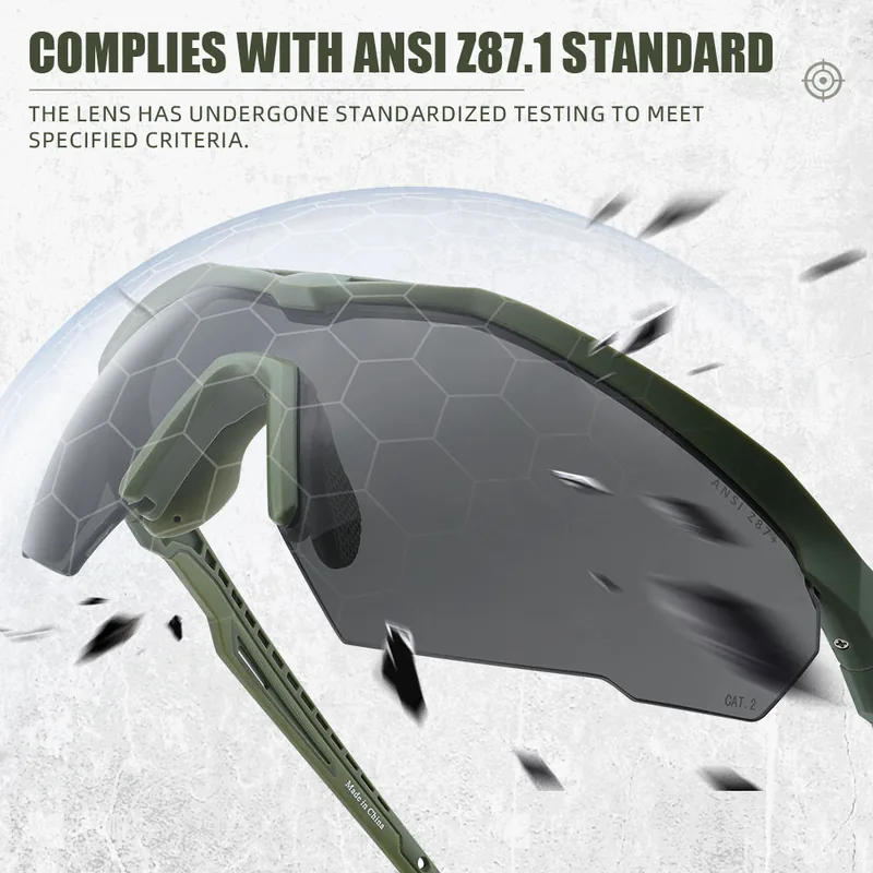 Tactical Style Safety Glasses 3 Lenses — Khaki view 5