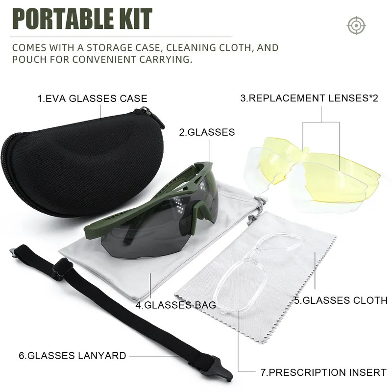 Tactical Style Safety Glasses 3 Lenses — Khaki view 6