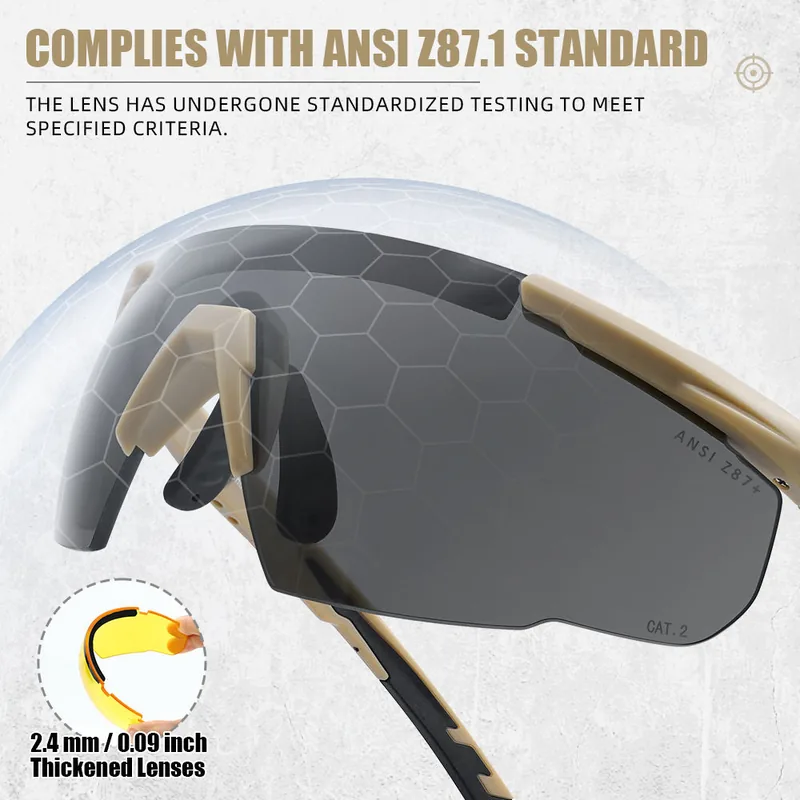 ANSI Z87.1 Plus Tactical Glasses — Khaki view 5