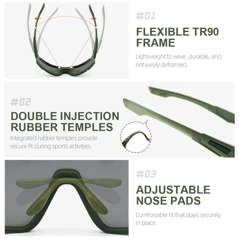 OEM Custom TR90 Shooting Glasses — Green view 3
