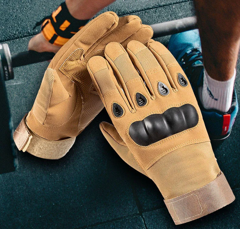 Tactical Full Finger Mountaineering Gloves — Black view 6