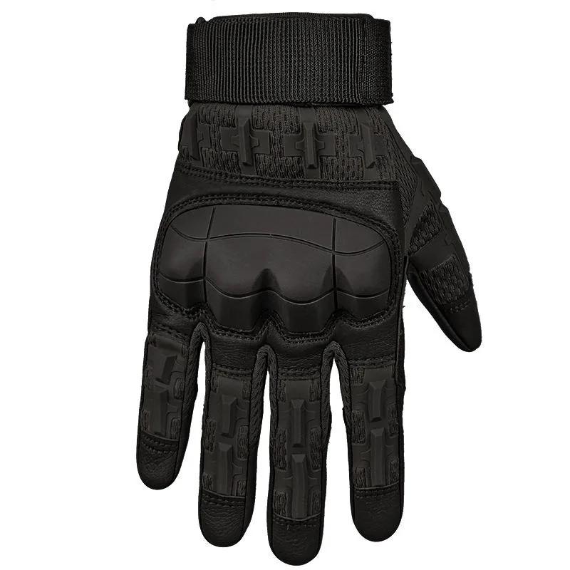 Full-Finger Outdoor Motorcycle Gloves — Black view 4