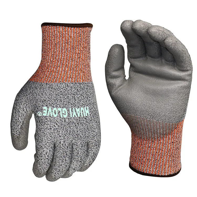 Anti-Cut Level 5 PU Coated Gloves — Gray view 5