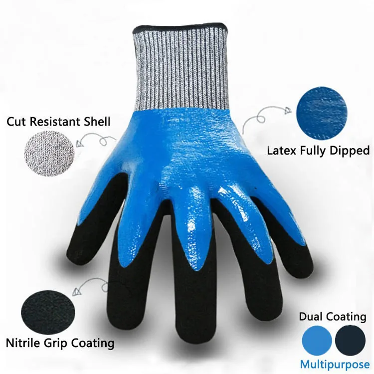 A5 Cut-Resistant Waterproof Gloves — Gray view 3