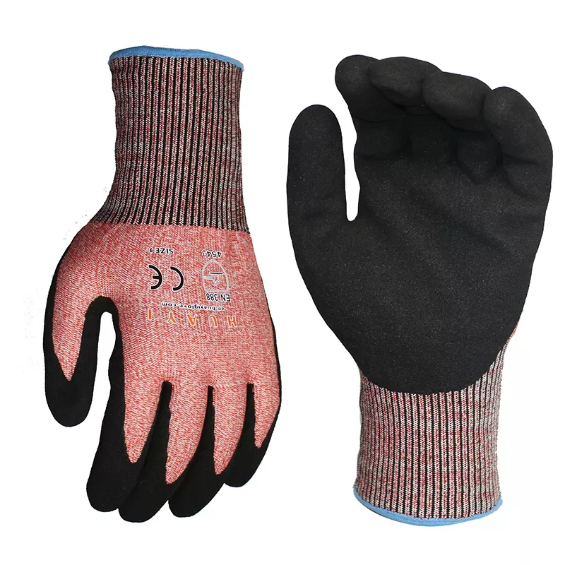 Anti-Cut Level 5 Sandy Nitrile Gloves — Gray — Tactical Gloves & Protection