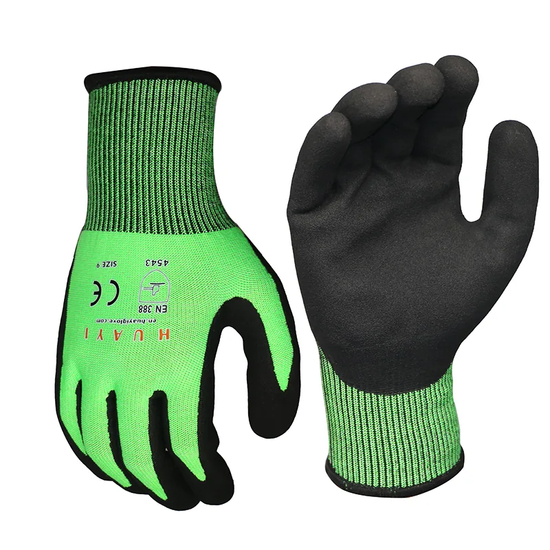 Anti-Cut Level 5 Sandy Nitrile Gloves — Gray view 4