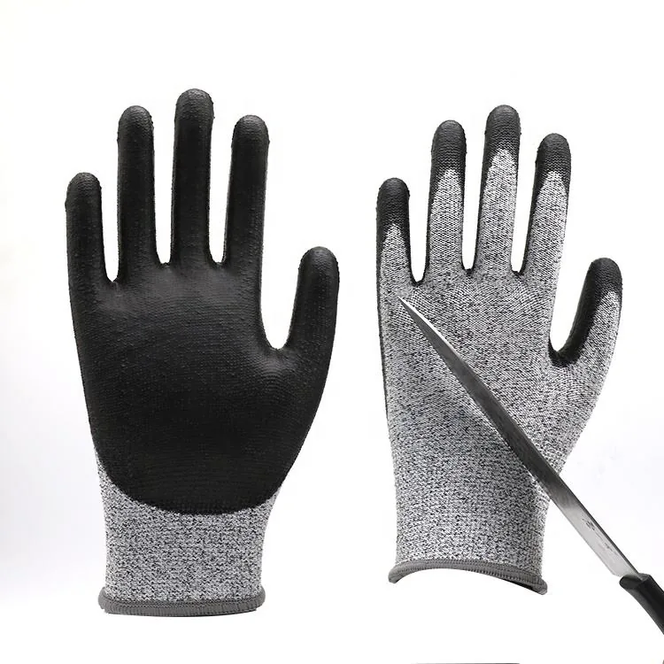 HPPE PU Dipped Cut Resistant Gloves — Gray — Tactical Gloves & Protection
