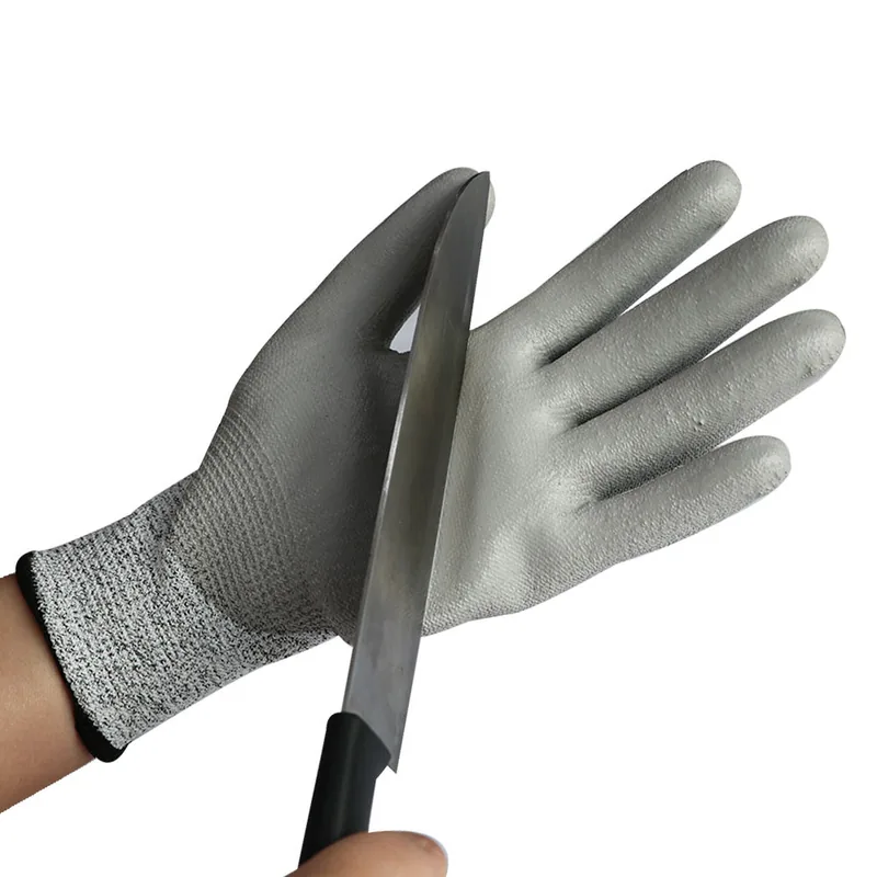 HPPE PU Dipped Cut Resistant Gloves — Gray view 2